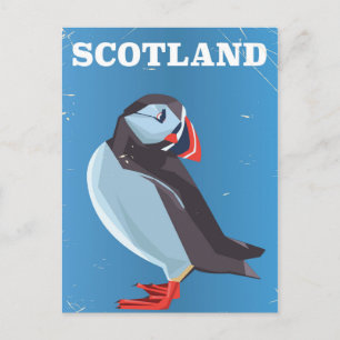 Schotland Papegaaiduiker vogel Vintage reisposter Briefkaart