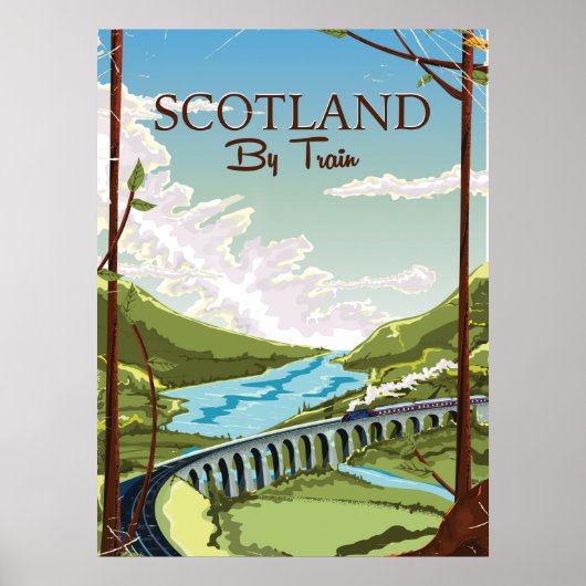 Schotland Per trein locomotief Reisposter Poster (Voorkant)