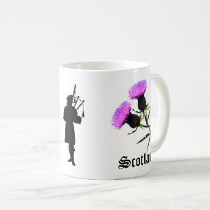 Schotland Piper silhouet, Nationale bloem distel Koffiemok