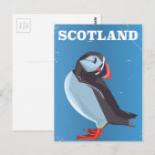 Schotland poster voor het reizen van Puffin-vogel  Briefkaart (Voorkant / Achterkant)