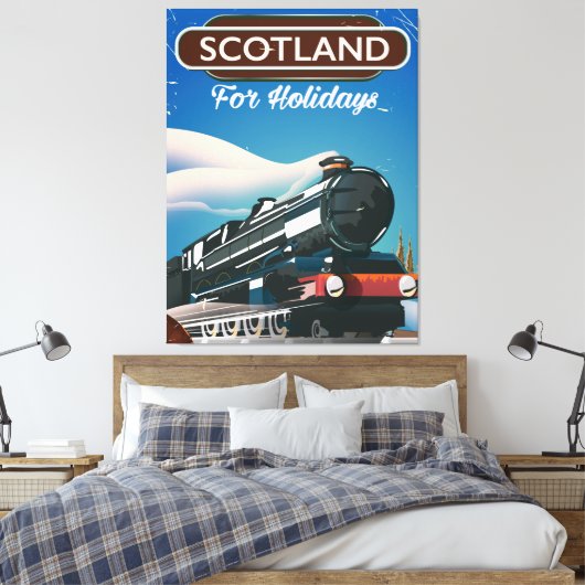 Schotland — Reisposter voor locomotieven Canvas Afdruk (Insitu (Slaapkamer))