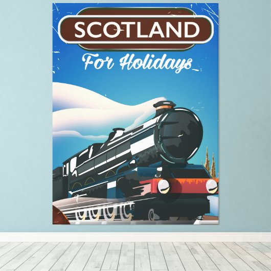 Schotland — Reisposter voor locomotieven Canvas Afdruk (Insitu (Houten vloer))