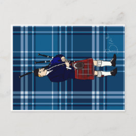 Schotland, reisweg met de piper briefkaart