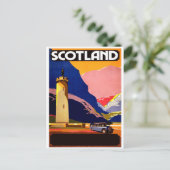 Schotland, reizen per bus, vintage ansichtkaart briefkaart (Staand voorkant)