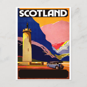 Schotland, reizen per bus, vintage ansichtkaart briefkaart