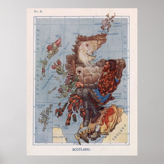  Schotland Robert The Bruce Illustrative Map Poster (Voorkant)