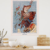  Schotland Robert The Bruce Illustrative Map Poster (Keuken)