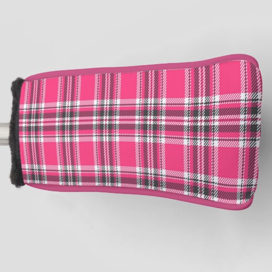 Schotland Roze en Black Tartan Pset Golfheadcover (Voorkant)