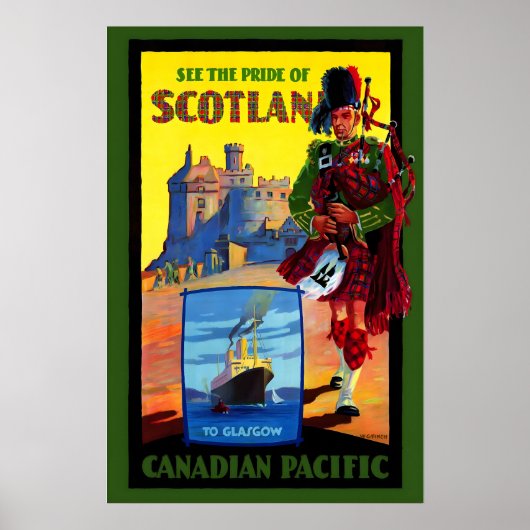 Schotland Schotse pijpspeler Keltisch Edinburgh Poster (Voorkant)