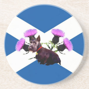 Schotland Schotse terriër, distel Zandsteen Onderzetter