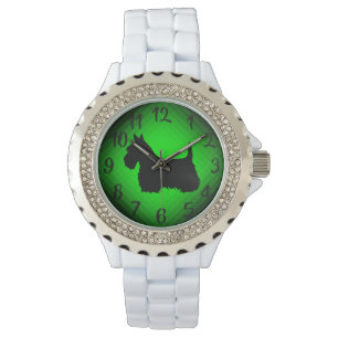 Schotland, Schotse terriër, zwart/tarwegroen Horloge