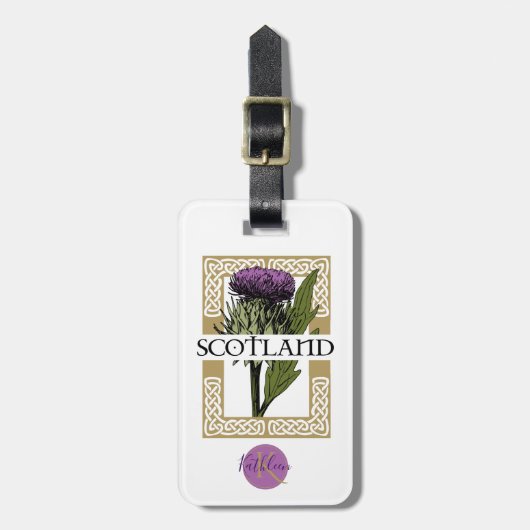 Schotland Schotse Thistle Gold Celtic Knots Bagagelabel (Voorkant verticaal)