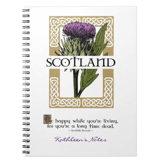 Schotland Schotse Thistle Gold Celtic Knots Name Notitieboek (Voorkant)