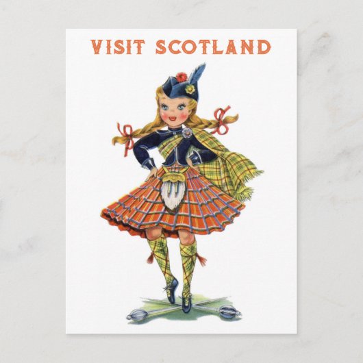  Schotland Schotse vrouw Kilt Travel Briefkaart (Voorkant)