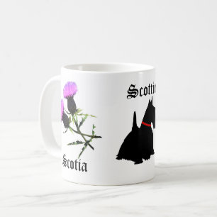 Schotland/Scotia, Schotse terriër, bloemdistel Koffiemok