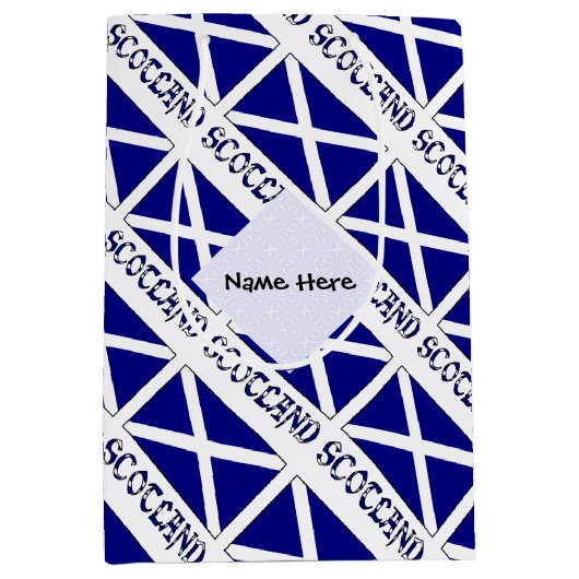 Schotland Sint Andrew's Cross Flag Tiled Jouw naam Medium Cadeauzakje (Voorkant)