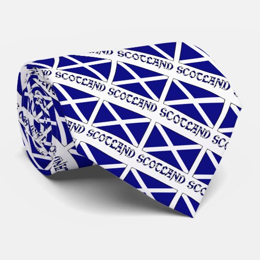 Schotland Sint Andrew's Cross Flag Tiled Jouw naam Stropdas (Opgerold)