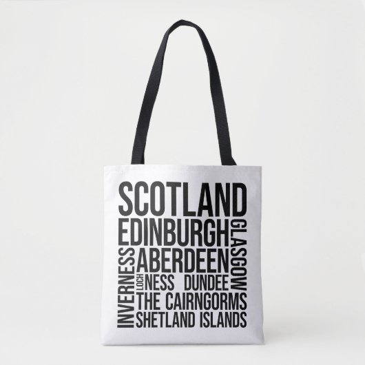 Schotland Steden Word Art - Edinburgh Travel Tote Bag (Voorkant)