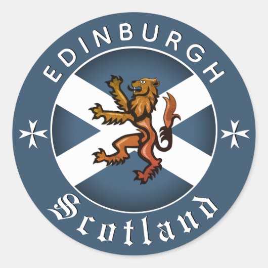 Schotland Sticker, Edinburgh, Schotse Vlag Ronde Sticker (Voorkant)