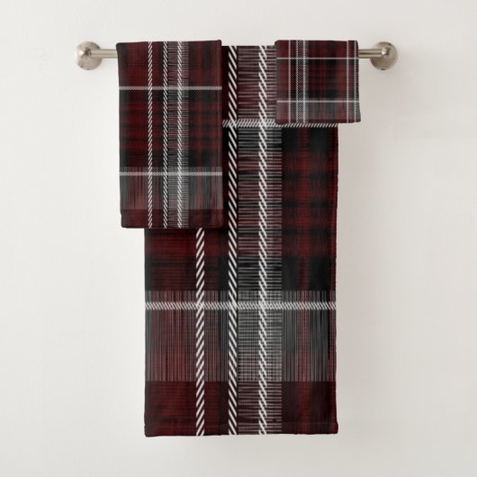 Schotland Tartan Burgundy Gray Celtic Pset Bad Handdoek (Insitu)