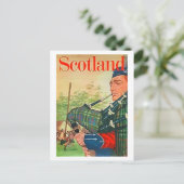 Schotland, traditionele bagpiper, folkmuziek-vinta briefkaart (Staand voorkant)
