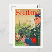 Schotland, traditionele bagpiper, folkmuziek-vinta briefkaart (Voorkant / Achterkant)