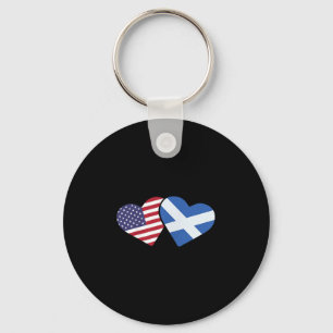 Schotland Usa Vlag T Shirt Hart Schots Amerikaans  Sleutelhanger
