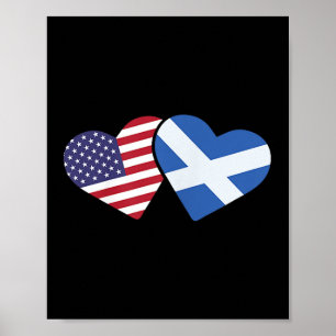 Schotland Usa Vlag T Shirt Hart Schots Amerikaanse Poster