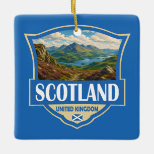 Schotland Verenigd Koninkrijk Illustratie Retro Ba Keramisch Ornament