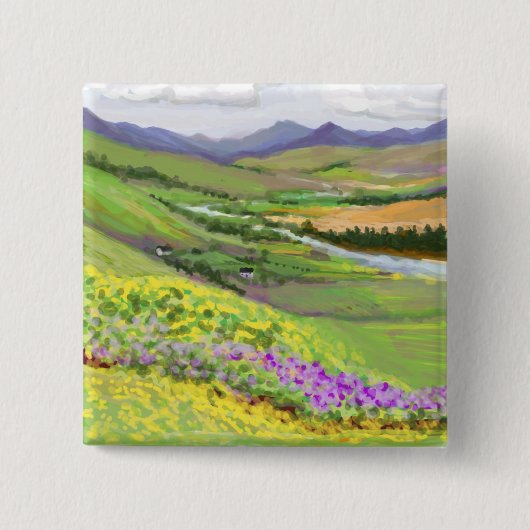 Schotland Vierkante Button 5,1 Cm (Voorkant)