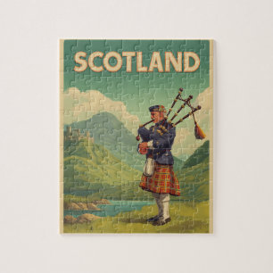 Schotland Vintage Travel – Highland Bagpiper Legpuzzel