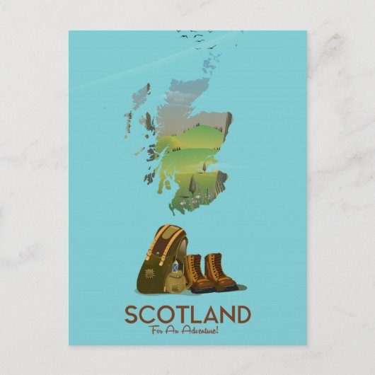Schotland vintage wandelkaart poster briefkaart (Voorkant)