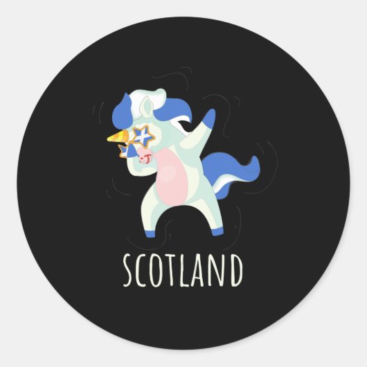 Schotland vlag Dabbing Unicorn Ronde Sticker (Voorkant)
