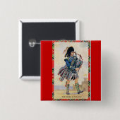  Schotland, volg de Bagpipes Vierkante Button 5,1 Cm (Voorkant /achterkant)