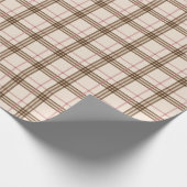 Schots beige bruine rode vleidachtige tartan patro cadeaupapier (Hoek)