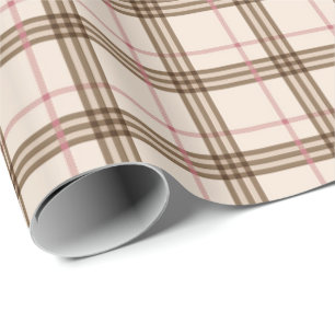 Schots beige bruine rode vleidachtige tartan patro cadeaupapier
