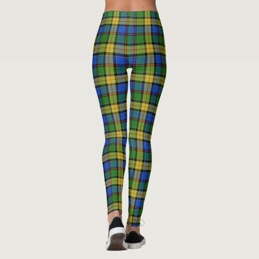 Schots Blauw Groen Rood Geel Tartan Plaid Leggings (Achterkant)