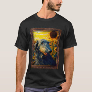 Schots Deerhound Schilderij Zonnebloem Bloem Moede T-shirt