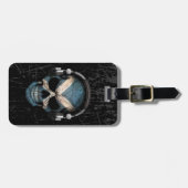 Schots dj schedel met hoofdtelefoon bagagelabel (Voorkant horizontaal)