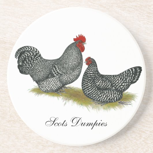 Schots Dumpy Chickens Zandsteen Onderzetter (Voorkant)