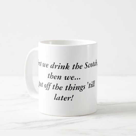 Schots eerst! koffiemok (Voorkant links)