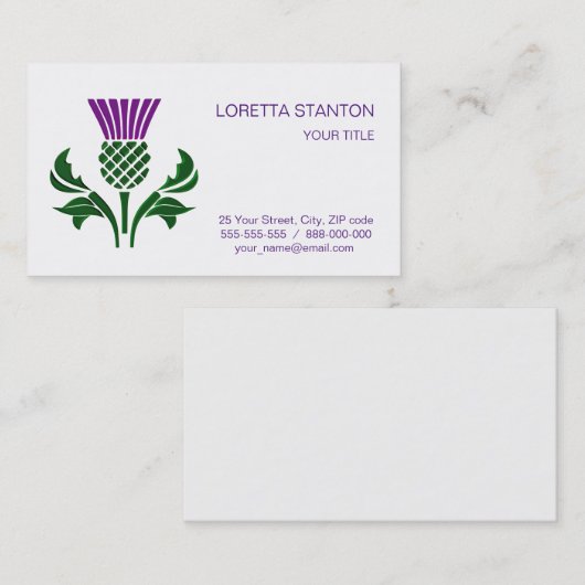 Schots embledikant visitekaartje (Voorkant / Achterkant)