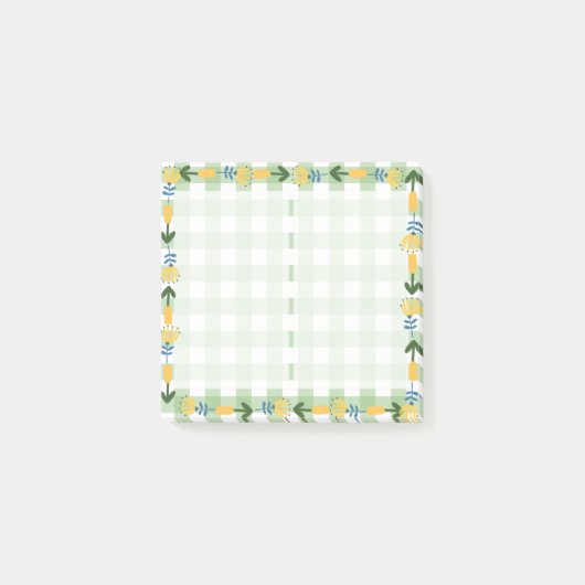 Schots en bloemig groen en geel Schattige Post-it® Notes (Voorkant)