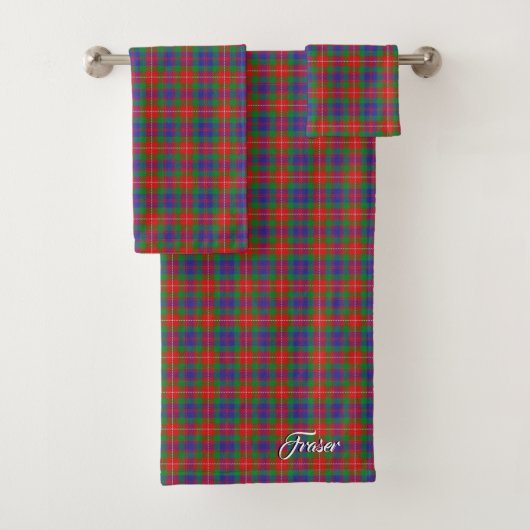 Schots Flair Clan Fraser van Lovat Tartan Pset Bad Handdoek (Insitu)