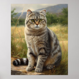 Schots Fold Cat Art Print Poster