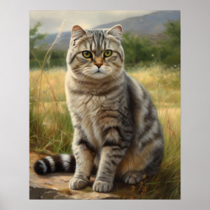 Schots Fold Cat Art Print Poster