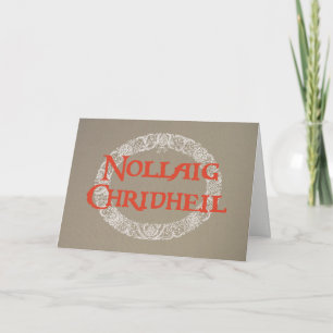 Schots-Gaelische witte kerstkrans rood, Burlap Feestdagen Kaart