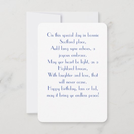 Schots gedicht Verjaardag Kaart (Achterkant)
