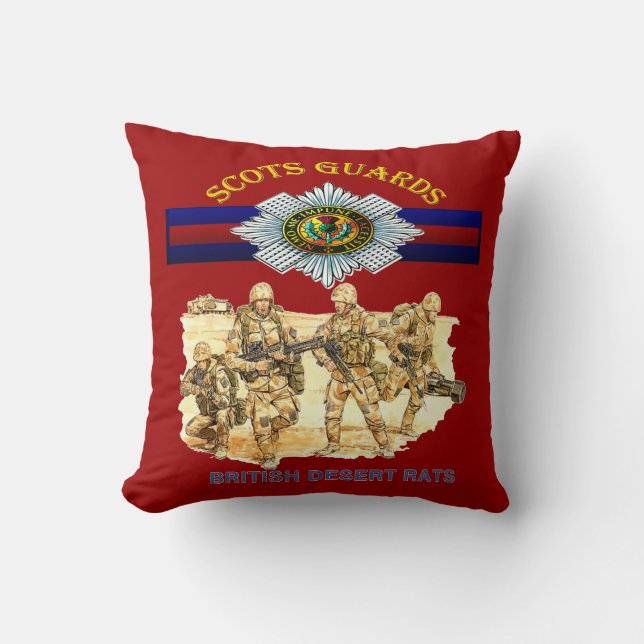 Schots Guards British Desert Rats Cushion. Kussen (Voorkant)