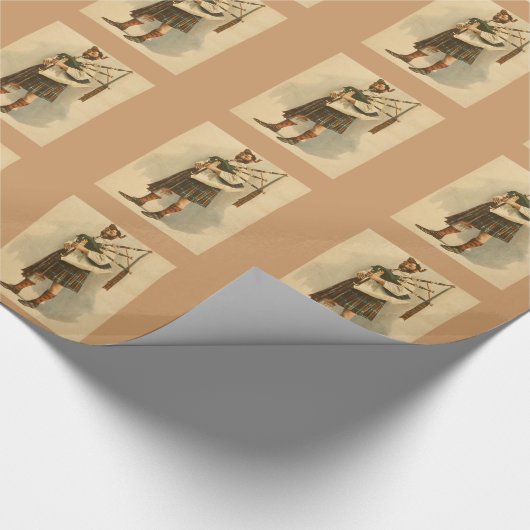  Schots hoogland BagPipe Player Kilt Man Cadeaupapier (Hoek)